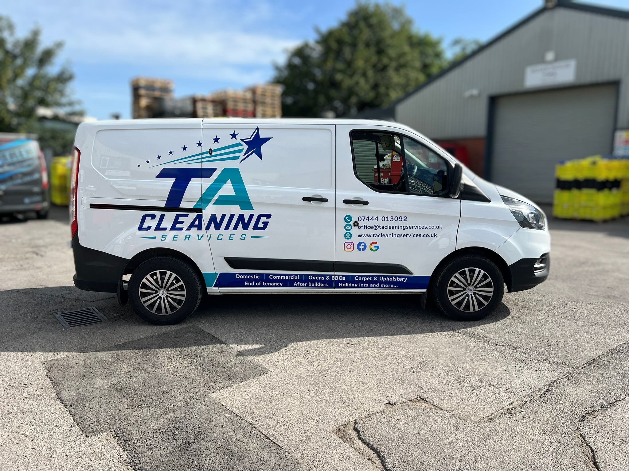 A picture of the TA Cleaning Services Van